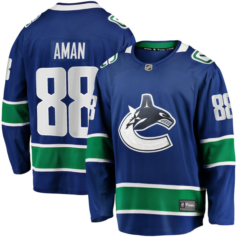 NHL Blue Nils Aman Vancouver Canucks Fanatics Home Premier Breakaway Player Jersey