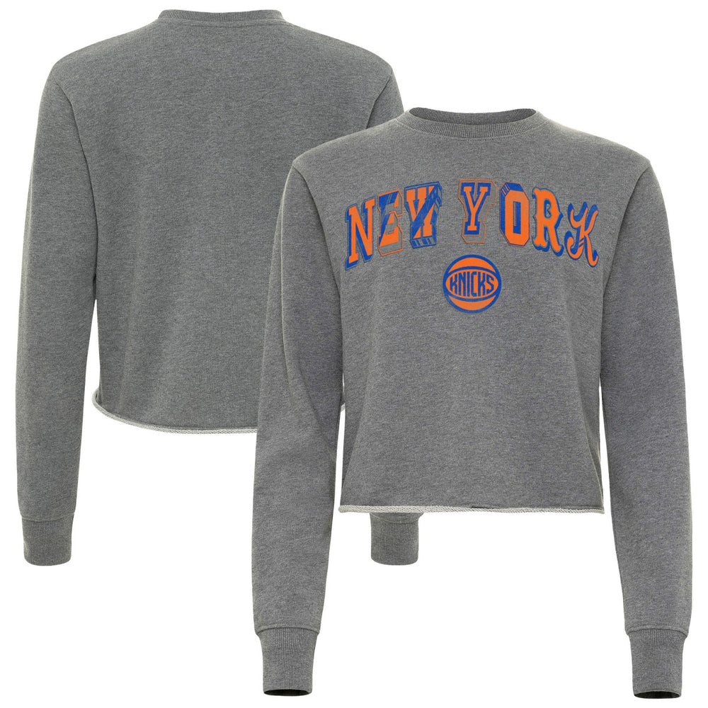 NBA New York Knicks Sportiqe Women's Varsity Collection Kacey Cropped Pullover Sweatshirt