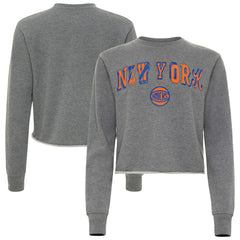 NBA New York Knicks Sportiqe Women's Varsity Collection Kacey Cropped Pullover Sweatshirt