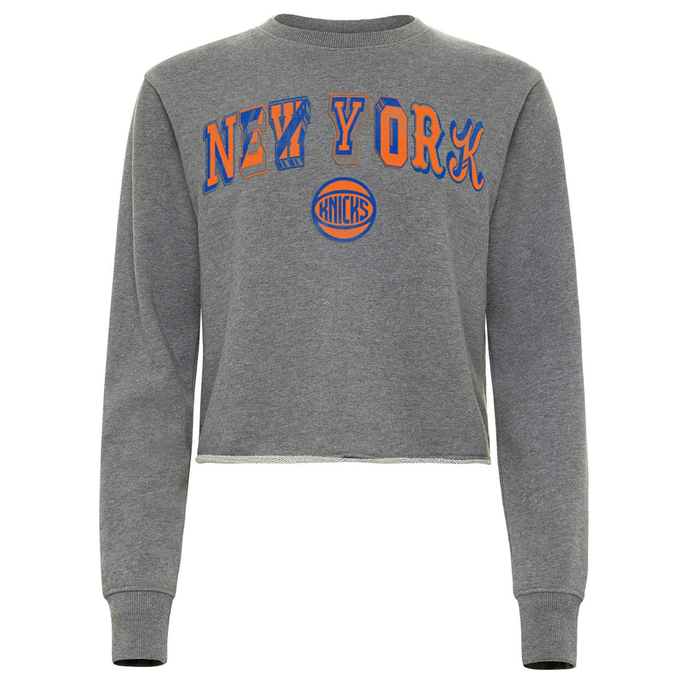 NBA New York Knicks Sportiqe Women's Varsity Collection Kacey Cropped Pullover Sweatshirt