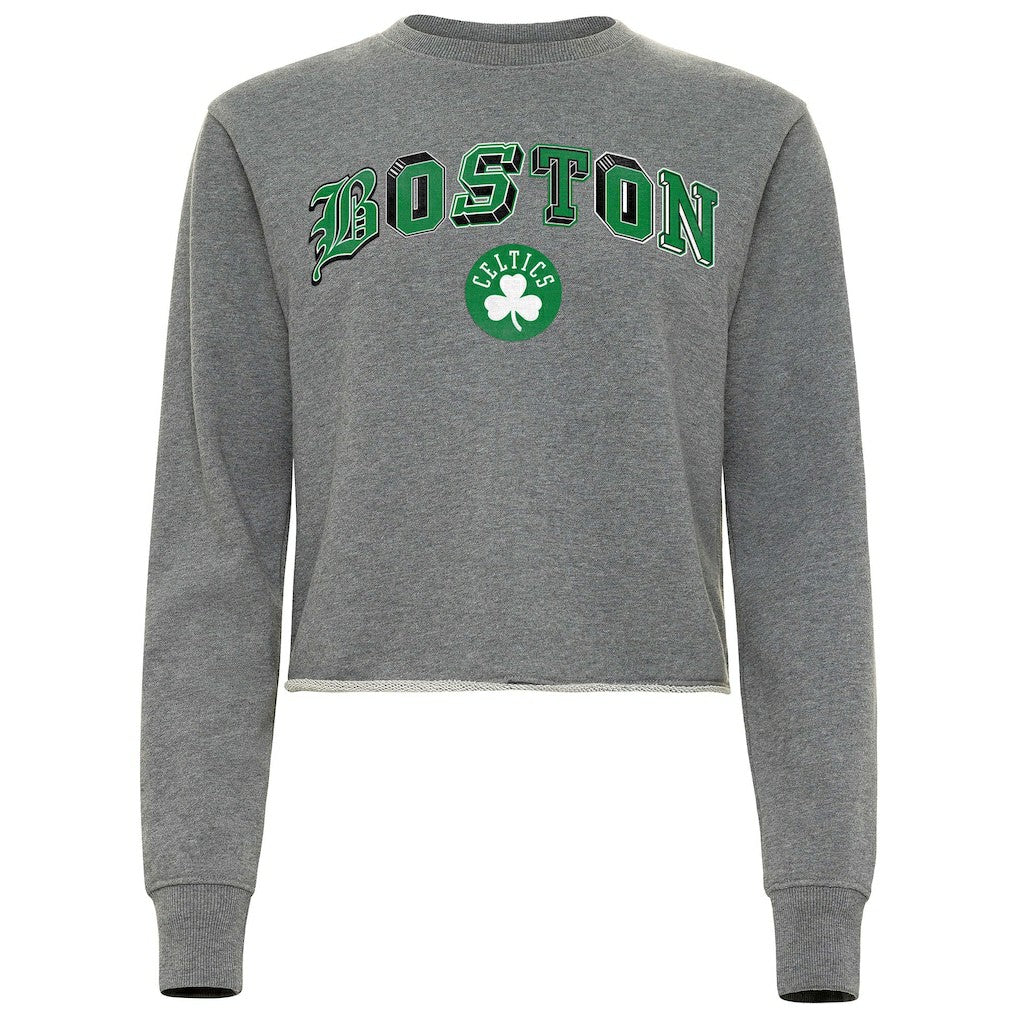 NBA Boston Celtics Sportiqe Women's Varsity Collection Kacey Cropped Pullover Sweatshirt