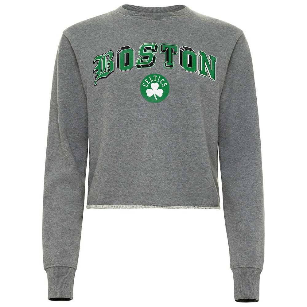 NBA Boston Celtics Sportiqe Women's Varsity Collection Kacey Cropped Pullover Sweatshirt
