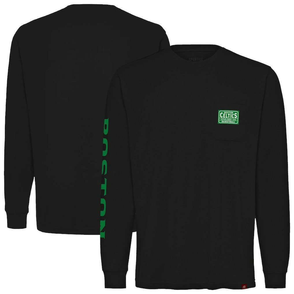 NBA Boston Celtics Sportiqe Unisex Wales Heavyweight Pocket Long Sleeve T-Shirt