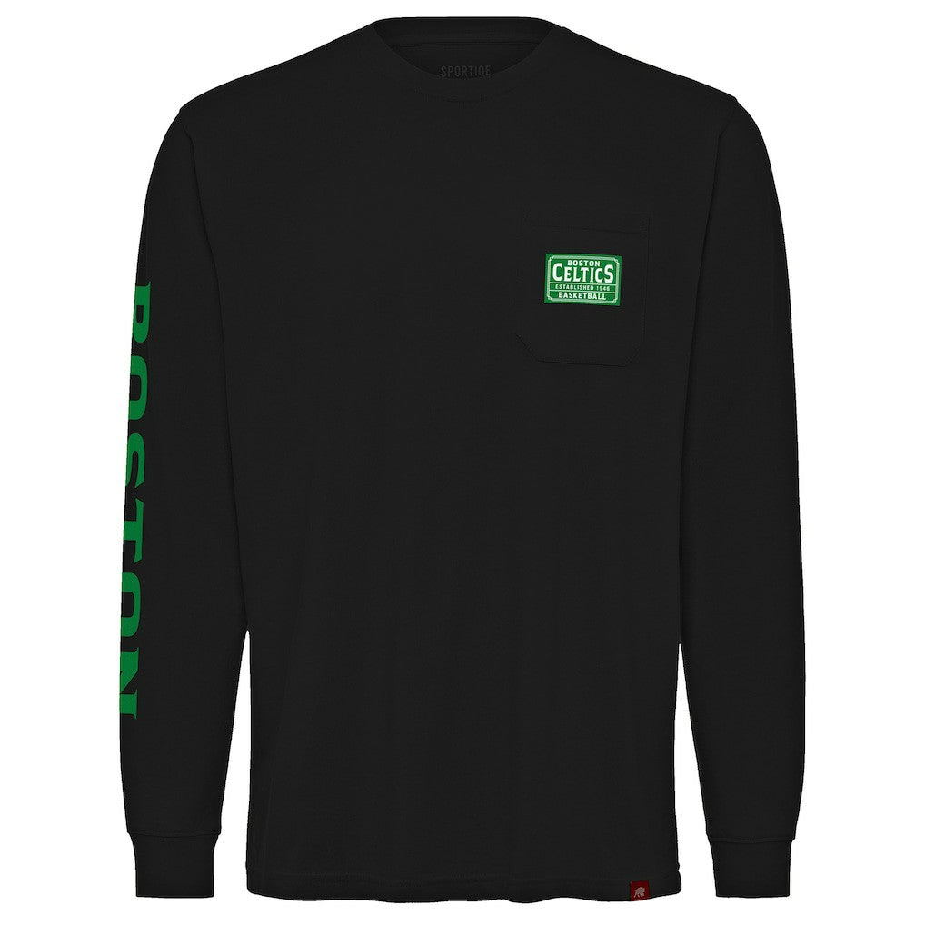 NBA Boston Celtics Sportiqe Unisex Wales Heavyweight Pocket Long Sleeve T-Shirt