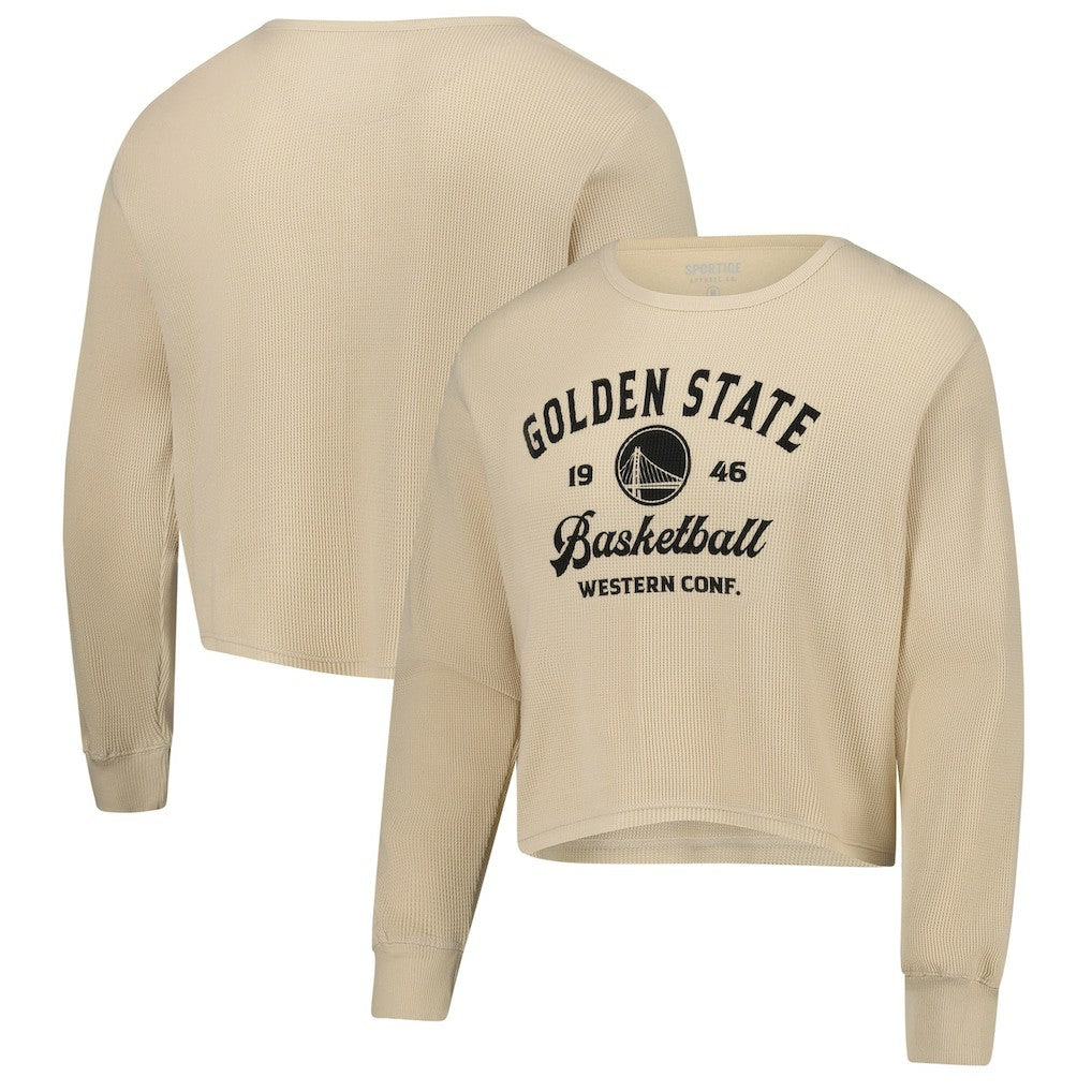 NBA Golden State Warriors Sportiqe Unisex High Country Collection Cullen Cropped Waffle Knit Long Sleeve T-Shirt sale