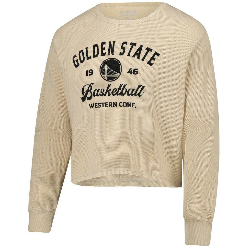 NBA Golden State Warriors Sportiqe Unisex High Country Collection Cullen Cropped Waffle Knit Long Sleeve T-Shirt sale