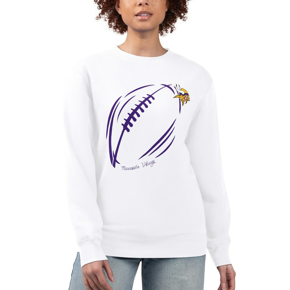 G-III 4Her by Carl Banks Women's Football Logo Graphic Fleece Tri-Blend Pullover Sweatshirt - Minnesota Vikings