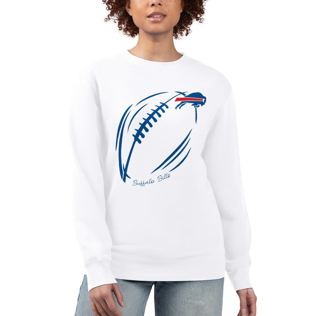 G-III 4Her by Carl Banks Women's Football Logo Graphic Fleece Tri-Blend Pullover Sweatshirt - Buffalo Bills