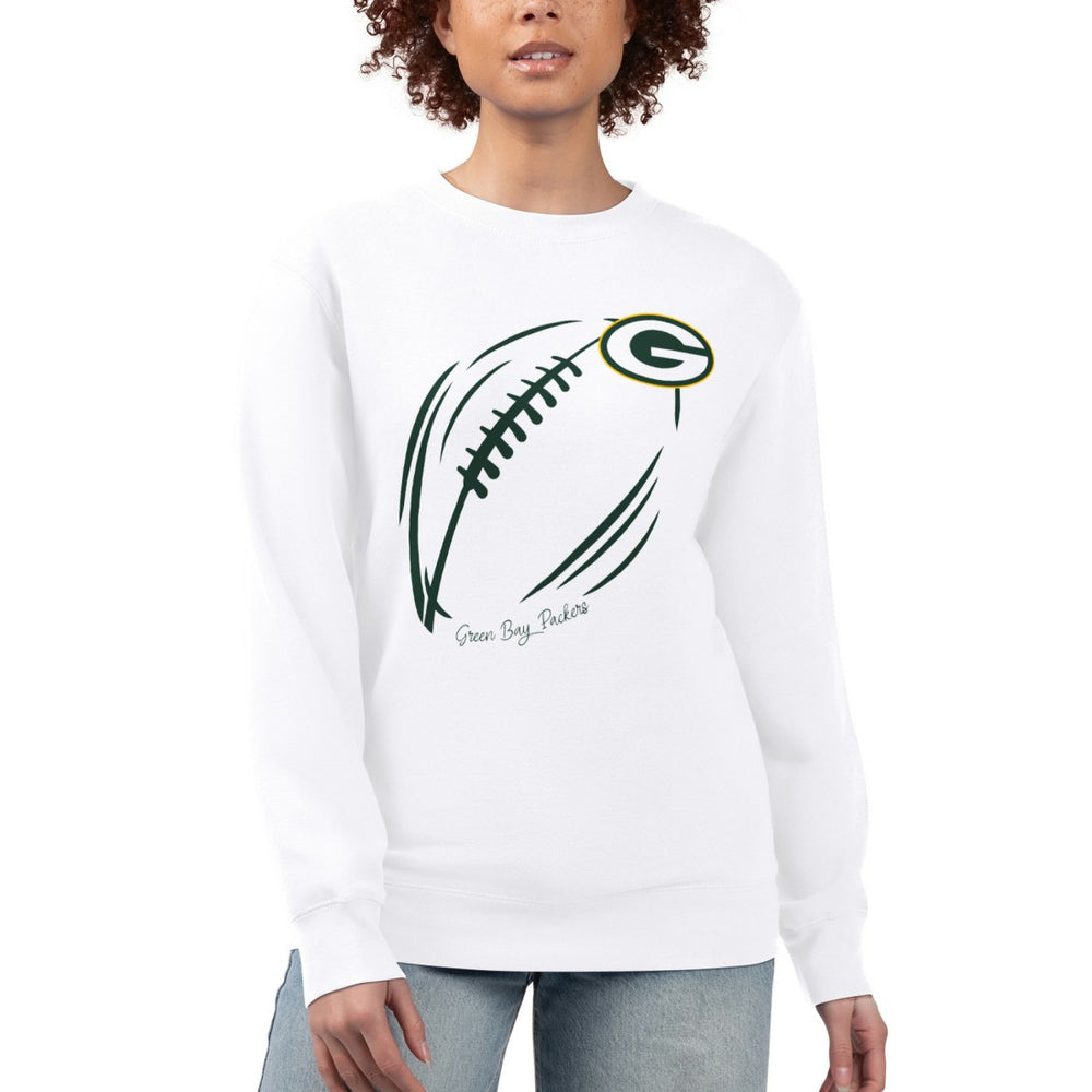 G-III 4Her by Carl Banks Women's Football Logo Graphic Fleece Tri-Blend Pullover Sweatshirt - Green Bay Packers