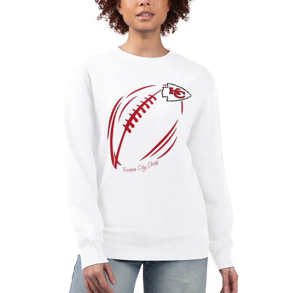G-III 4Her by Carl Banks Women's Football Logo Graphic Fleece Tri-Blend Pullover Sweatshirt - Kansas City Chiefs