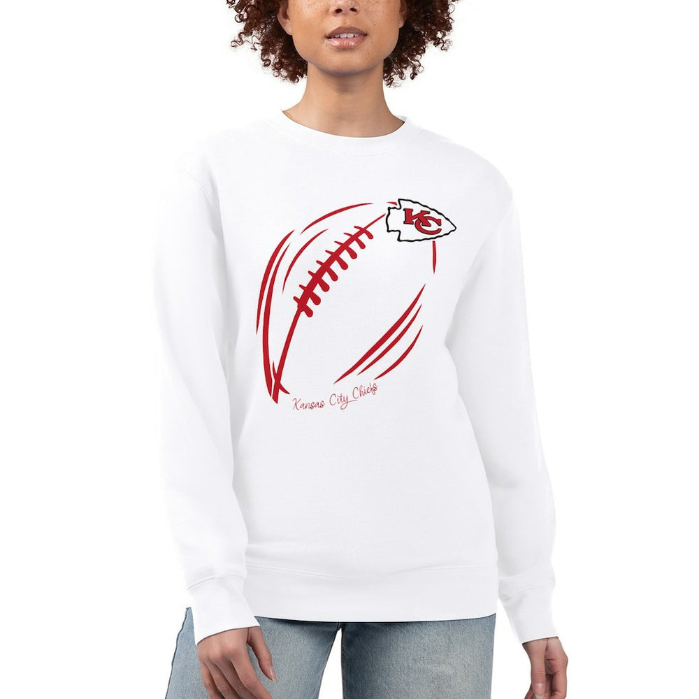 G-III 4Her by Carl Banks Women's Football Logo Graphic Fleece Tri-Blend Pullover Sweatshirt - Kansas City Chiefs