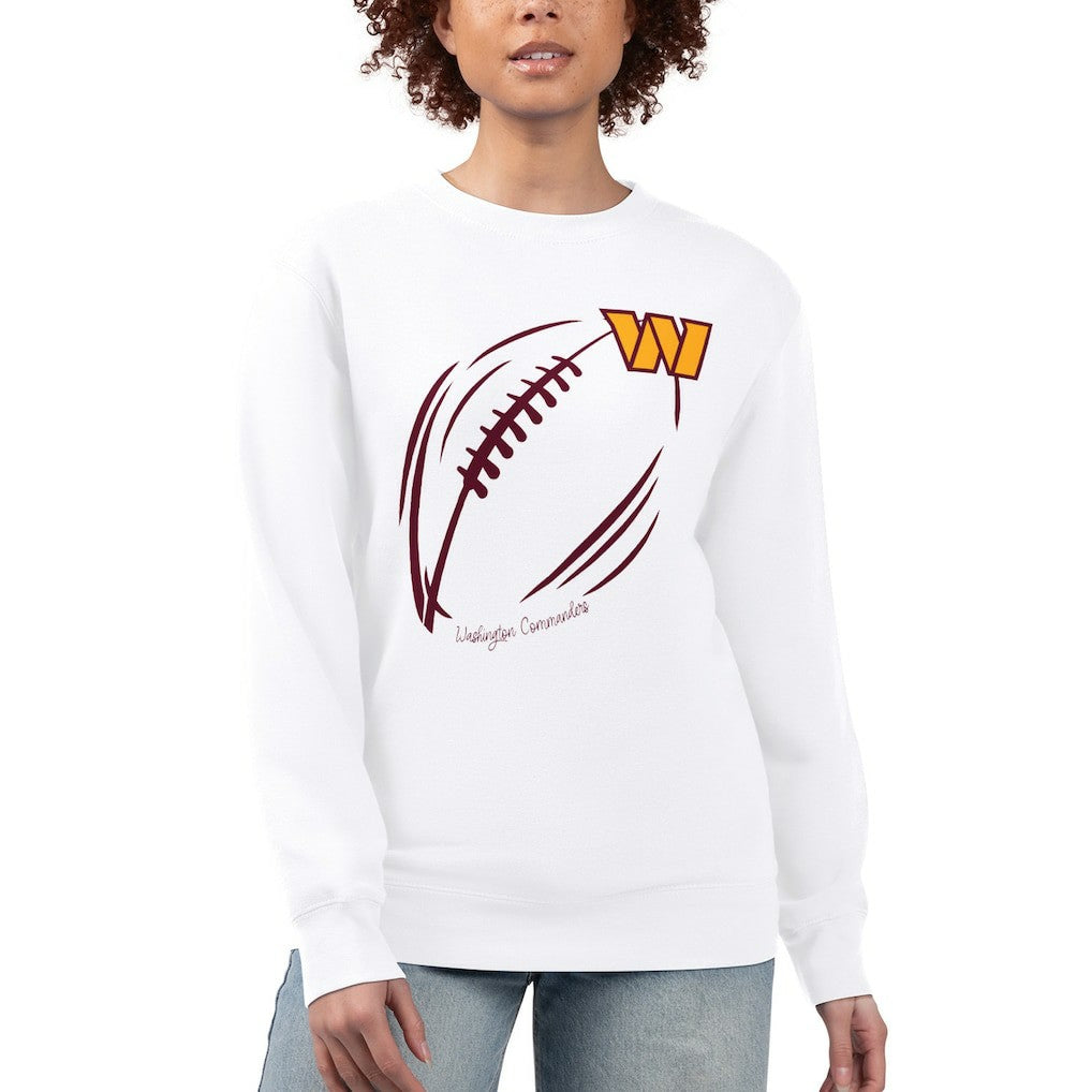 G-III 4Her by Carl Banks Women's Football Logo Graphic Fleece Tri-Blend Pullover Sweatshirt - Washington Commanders
