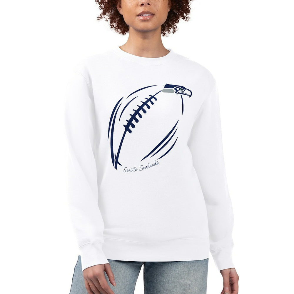 G-III 4Her by Carl Banks Women's Football Logo Graphic Fleece Tri-Blend Pullover Sweatshirt - Seattle Seahawks