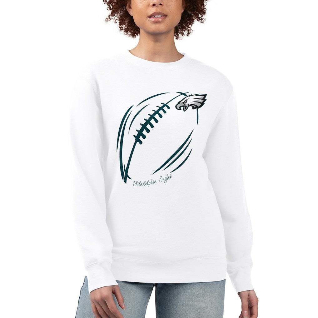 G-III 4Her by Carl Banks Women's Football Logo Graphic Fleece Tri-Blend Pullover Sweatshirt - Philadelphia Eagles