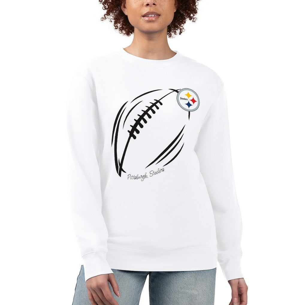 G-III 4Her by Carl Banks Women's Football Logo Graphic Fleece Tri-Blend Pullover Sweatshirt - Pittsburgh Steelers
