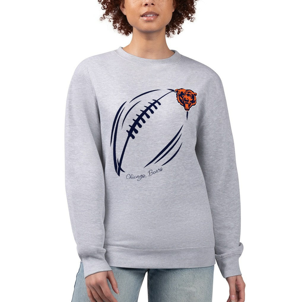 G-III 4Her by Carl Banks Women's Football Logo Graphic Fleece Tri-Blend Pullover Sweatshirt - Chicago Bears