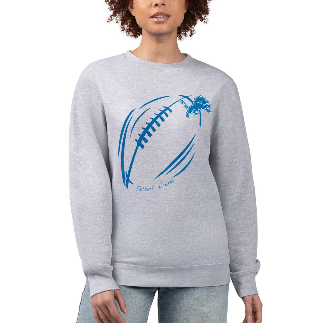 G-III 4Her by Carl Banks Women's Football Logo Graphic Fleece Tri-Blend Pullover Sweatshirt - Detroit Lions