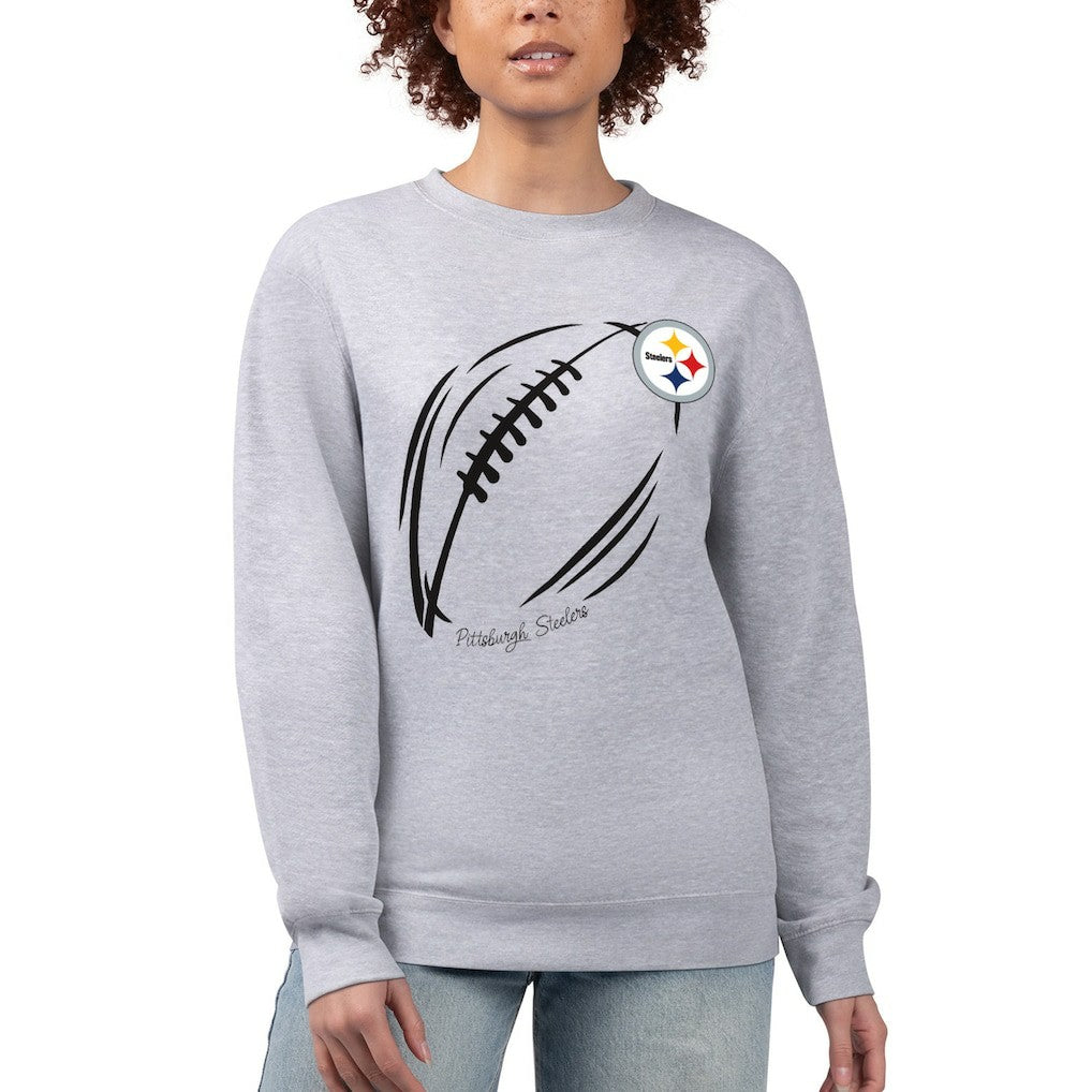 G-III 4Her by Carl Banks Women's Football Logo Graphic Fleece Tri-Blend Pullover Sweatshirt - Pittsburgh Steelers