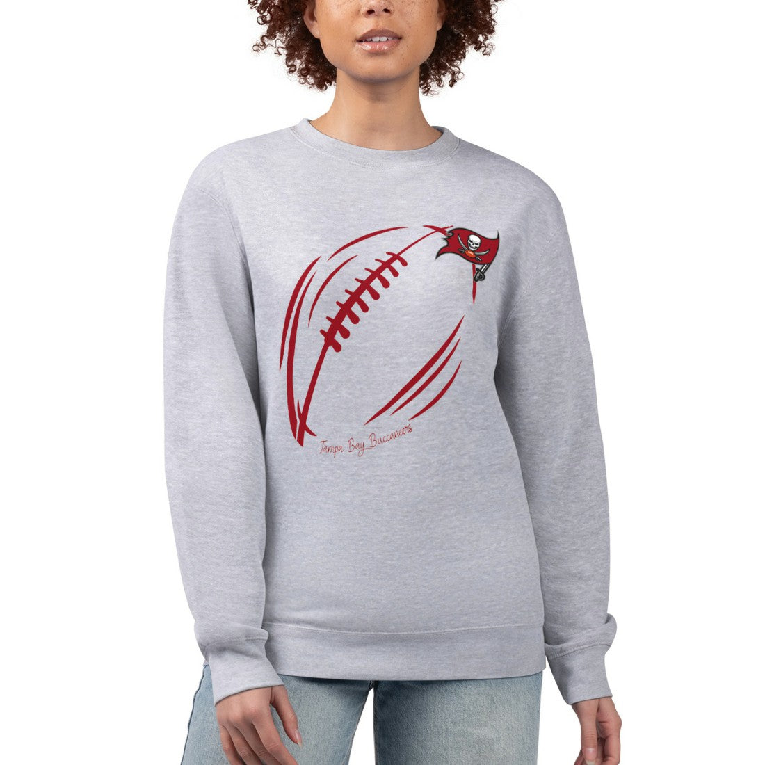 G-III 4Her by Carl Banks Women's Football Logo Graphic Fleece Tri-Blend Pullover Sweatshirt - Tampa Bay Buccaneers