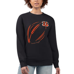 G-III 4Her by Carl Banks Women's Football Logo Graphic Fleece Tri-Blend Pullover Sweatshirt - Cincinnati Bengals