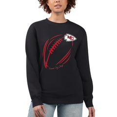 G-III 4Her by Carl Banks Women's Football Logo Graphic Fleece Tri-Blend Pullover Sweatshirt - Kansas City Chiefs