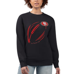 G-III 4Her by Carl Banks Women's Football Logo Graphic Fleece Tri-Blend Pullover Sweatshirt - San Francisco 49ers