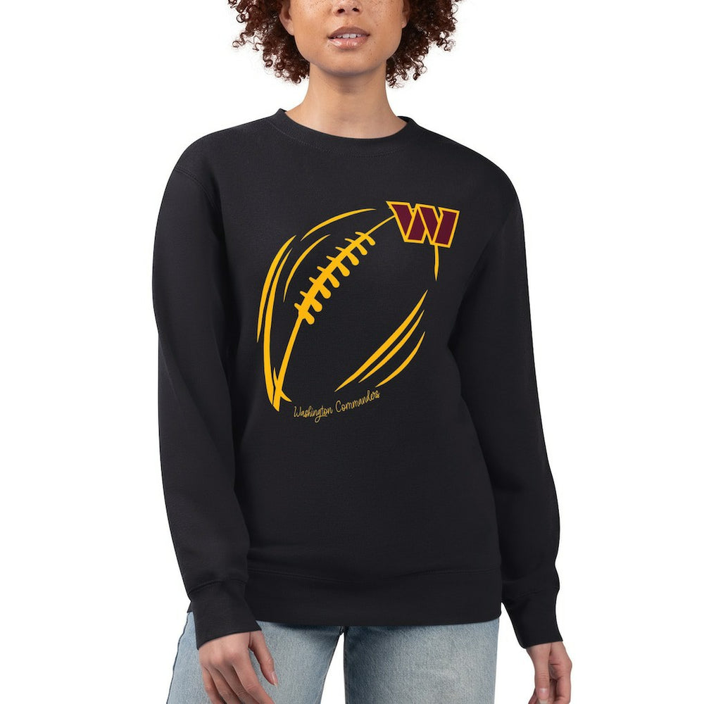G-III 4Her by Carl Banks Women's Football Logo Graphic Fleece Tri-Blend Pullover Sweatshirt - Washington Commanders