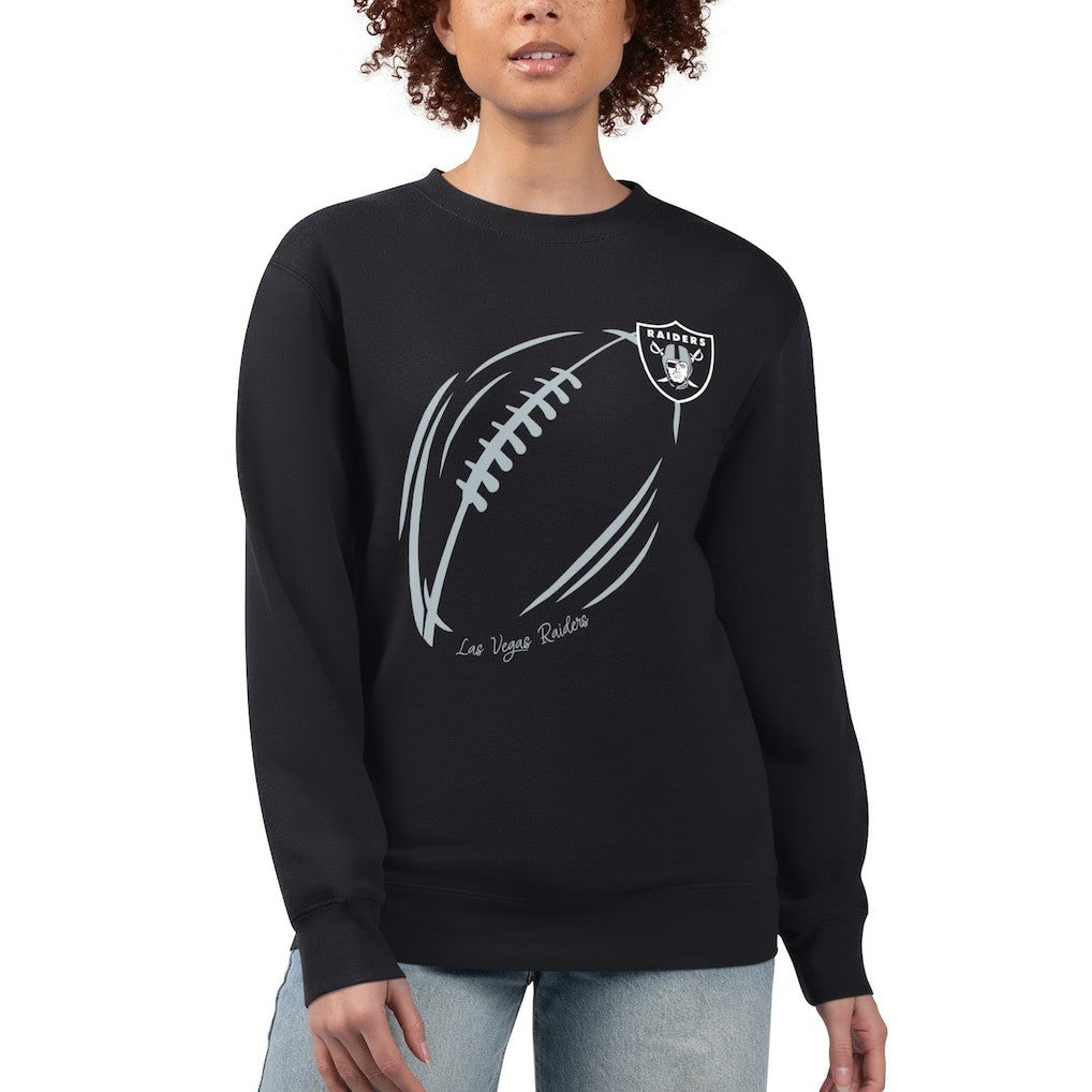 G-III 4Her by Carl Banks Women's Football Logo Graphic Fleece Tri-Blend Pullover Sweatshirt - Las Vegas Raiders