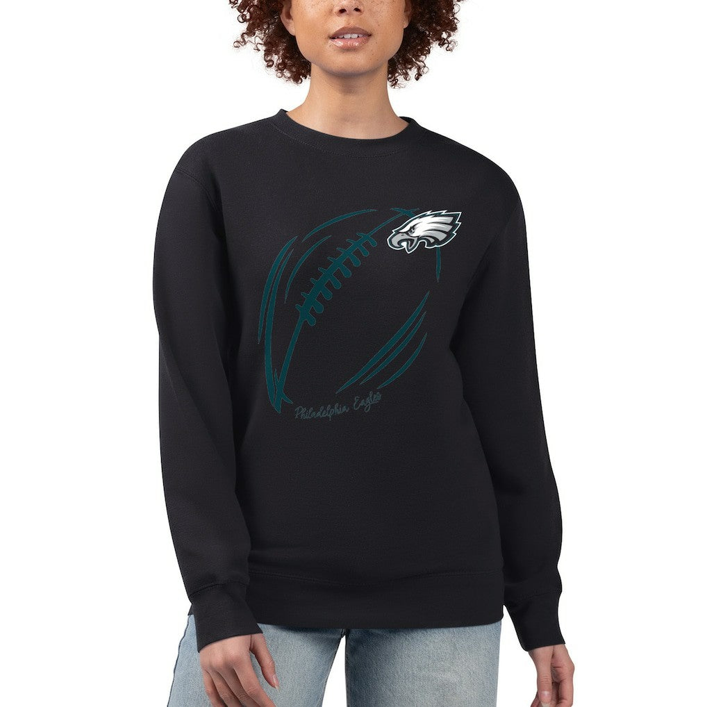 G-III 4Her by Carl Banks Women's Football Logo Graphic Fleece Tri-Blend Pullover Sweatshirt - Philadelphia Eagles