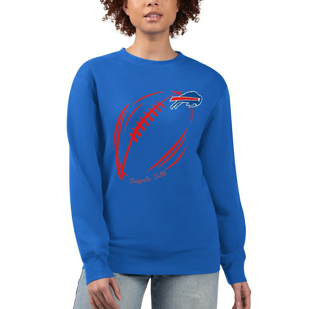 G-III 4Her by Carl Banks Women's Football Logo Graphic Fleece Tri-Blend Pullover Sweatshirt - Buffalo Bills