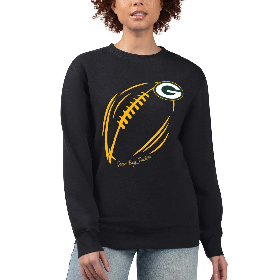 G-III 4Her by Carl Banks Women's Football Logo Graphic Fleece Tri-Blend Pullover Sweatshirt - Green Bay Packers