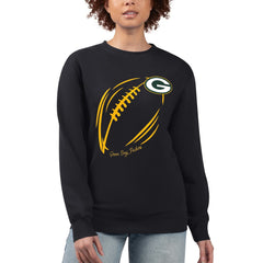 G-III 4Her by Carl Banks Women's Football Logo Graphic Fleece Tri-Blend Pullover Sweatshirt - Green Bay Packers