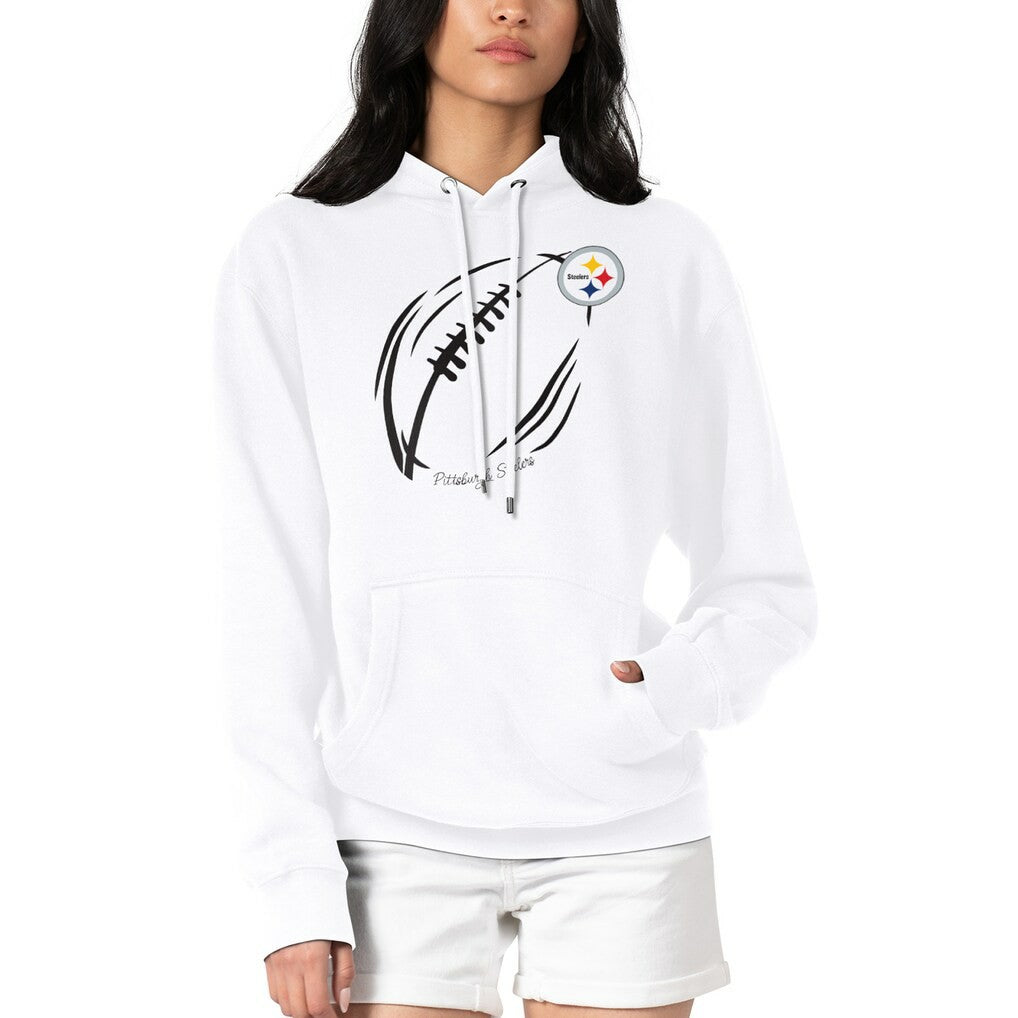 G-III 4Her by Carl Banks Women's Football Logo Fleece Tri-Blend Pullover Hoodie - Pittsburgh Steelers