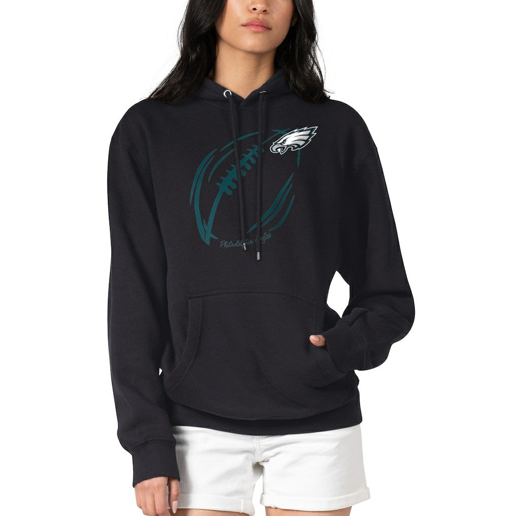 G-III 4Her by Carl Banks Women's Football Logo Fleece Tri-Blend Pullover Hoodie - Philadelphia Eagles