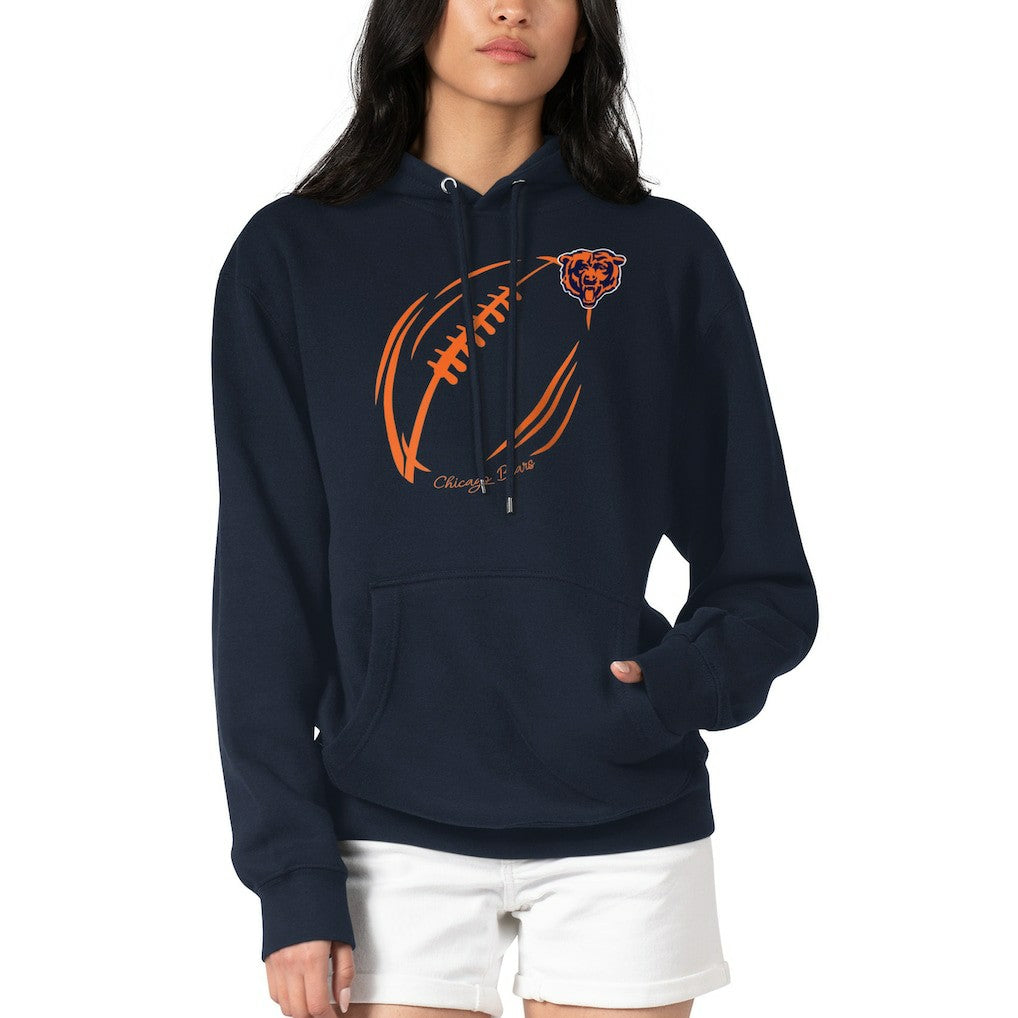 G-III 4Her by Carl Banks Women's Football Logo Fleece Tri-Blend Pullover Hoodie - Chicago Bears