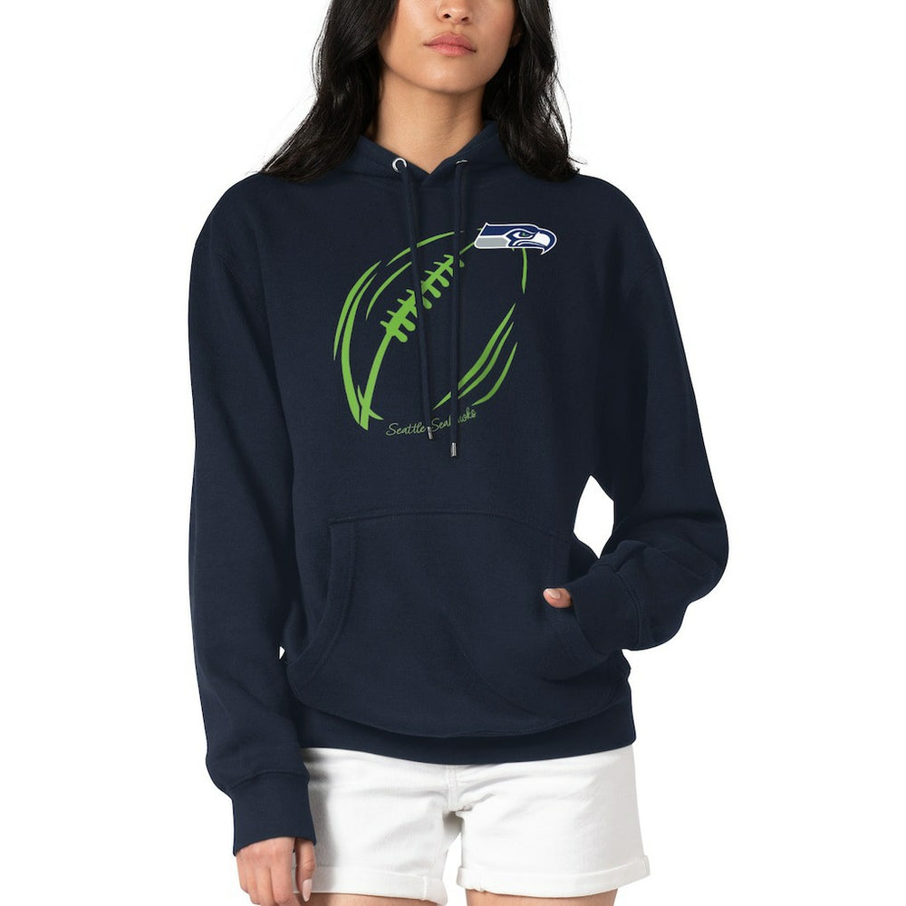 G-III 4Her by Carl Banks Women's Football Logo Fleece Tri-Blend Pullover Hoodie - Seattle Seahawks