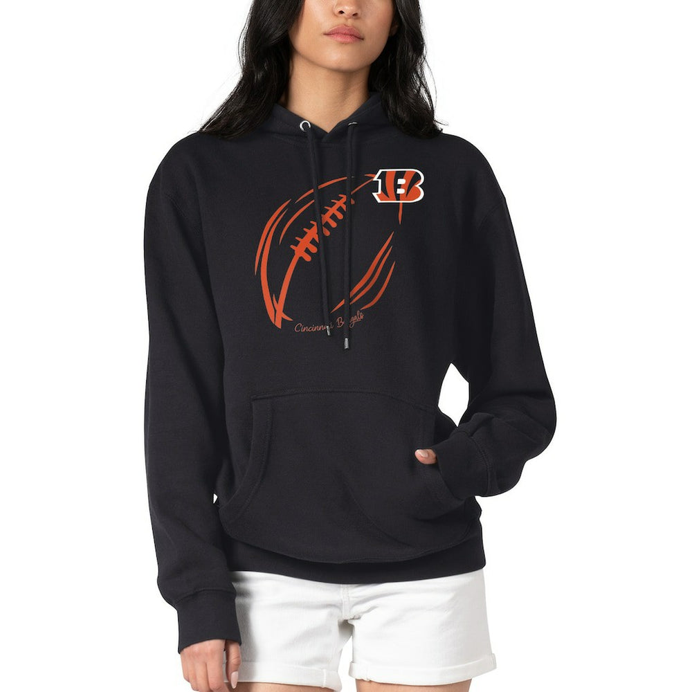 G-III 4Her by Carl Banks Women's Football Logo Fleece Tri-Blend Pullover Hoodie - Cincinnati Bengals