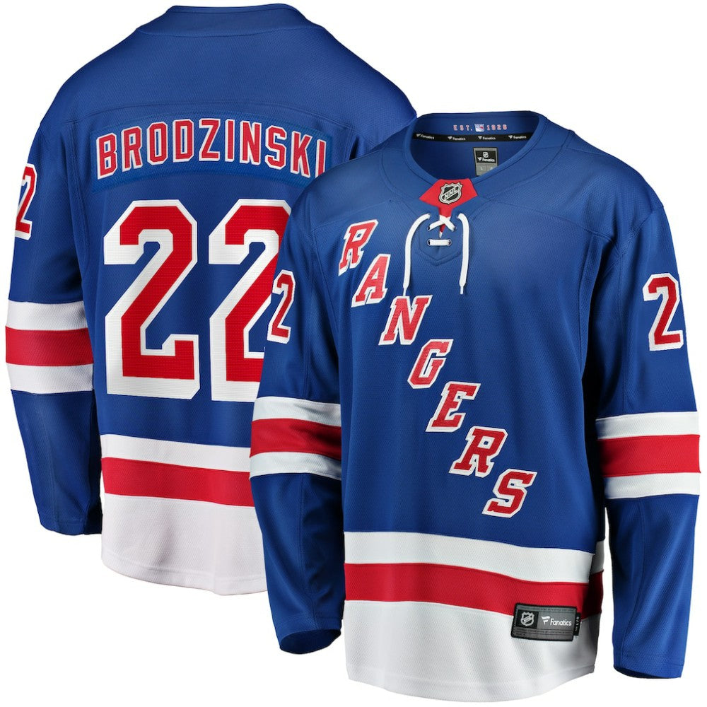 NHL Blue Jonny Brodzinski New York Rangers Fanatics Home Premier Breakaway Player Jersey