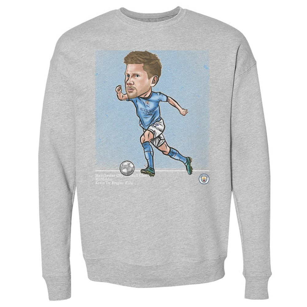 Kevin De Bruyne Manchester City 500 Level Cartoon Player Pullover Crewneck Sweatshirt -  Heather Gray