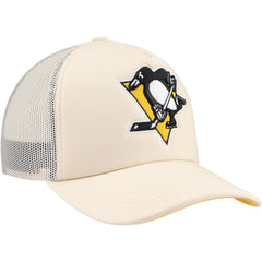 NHL Cream Pittsburgh Penguins Mitchell & Ness Foam Front Trucker Adjustable Hat