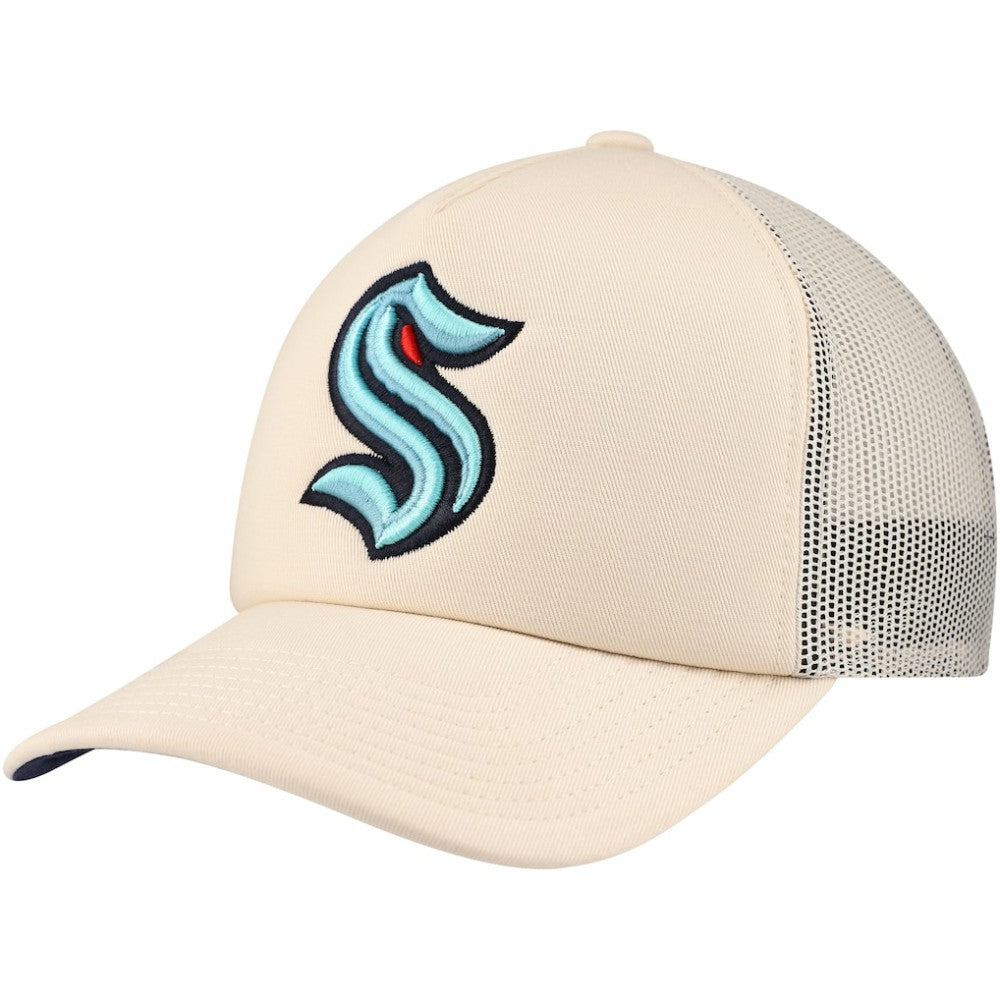 NHL Cream Seattle Kraken Mitchell & Ness Foam Front Trucker Adjustable Hat