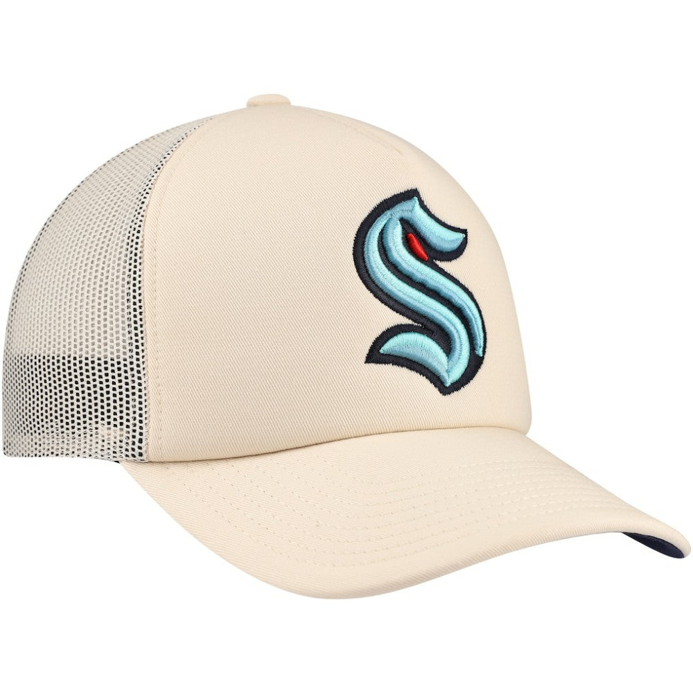 NHL Cream Seattle Kraken Mitchell & Ness Foam Front Trucker Adjustable Hat