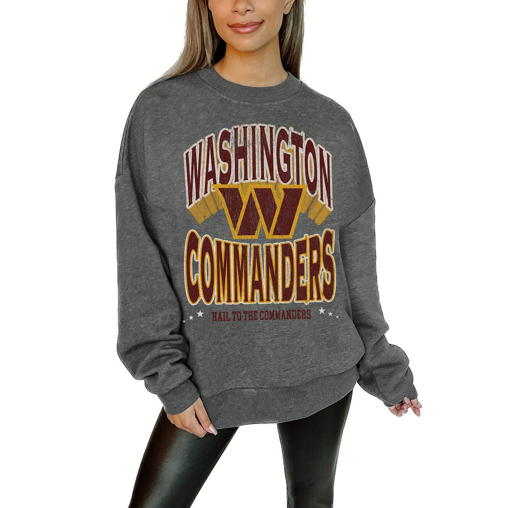 Gameday Couture Women's Oversized Long Weekend Premium Fleece Drop Shoulder Pullover Sweatshirt - Washington Commanders