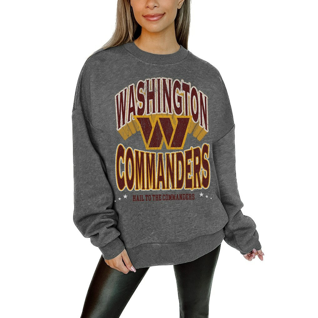 Gameday Couture Women's Oversized Long Weekend Premium Fleece Drop Shoulder Pullover Sweatshirt - Washington Commanders