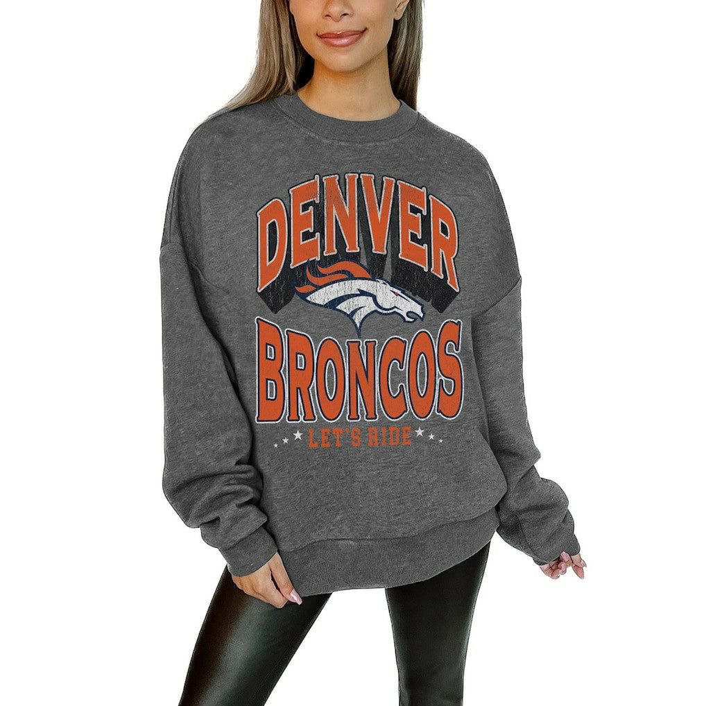 Gameday Couture Women's Oversized Long Weekend Premium Fleece Drop Shoulder Pullover Sweatshirt - Denver Broncos