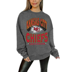 Gameday Couture Women's Oversized Long Weekend Premium Fleece Drop Shoulder Pullover Sweatshirt - Kansas City Chiefs