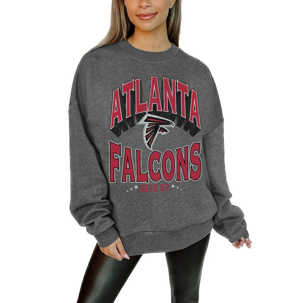 Gameday Couture Women's Oversized Long Weekend Premium Fleece Drop Shoulder Pullover Sweatshirt - Atlanta Falcons