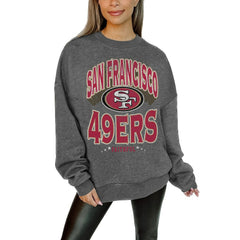 Gameday Couture Women's Oversized Long Weekend Premium Fleece Drop Shoulder Pullover Sweatshirt - San Francisco 49ers