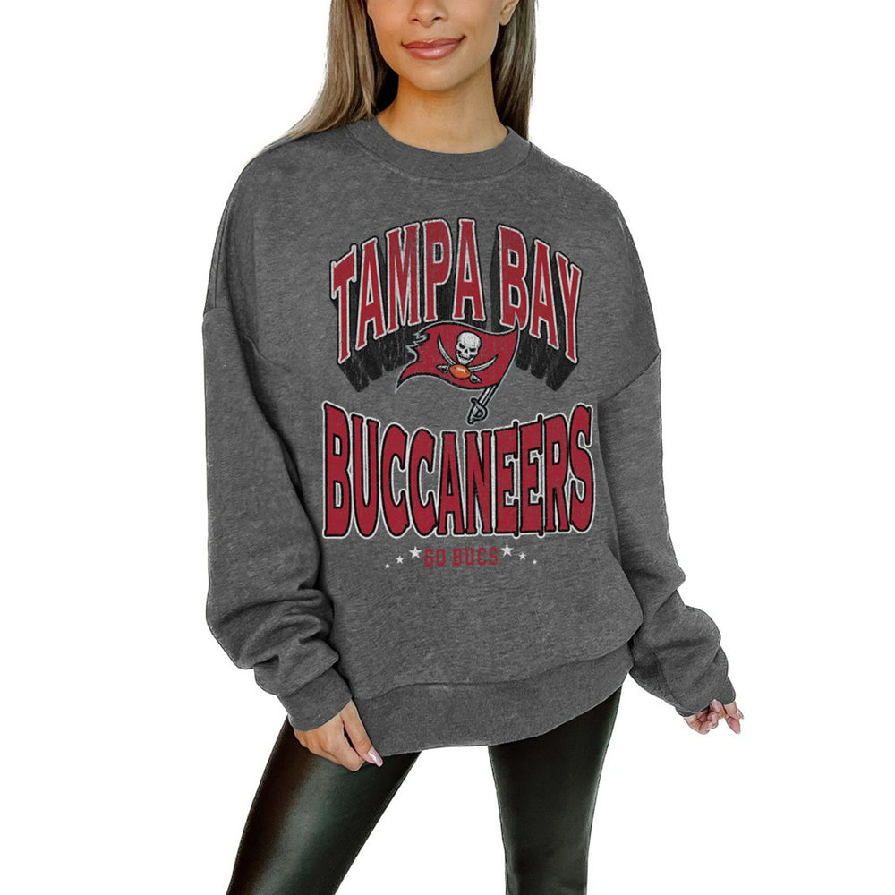 Gameday Couture Women's Oversized Long Weekend Premium Fleece Drop Shoulder Pullover Sweatshirt - Tampa Bay Buccaneers