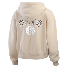 NBA Brooklyn Nets WEAR by Erin Andrews Women's Tonal Felt Patch Full-Zip Hoodie